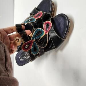 EUC L’Artiste Spring Step Azuma Black 10 Wedge Slip On Sandals